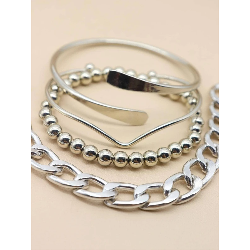 ensemble bracelets fantaisie couleur argent-bijoux femme