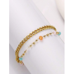 bracelet multicouches acier inoxydable-bracelet perlé-bijoux fantaisie pas cher