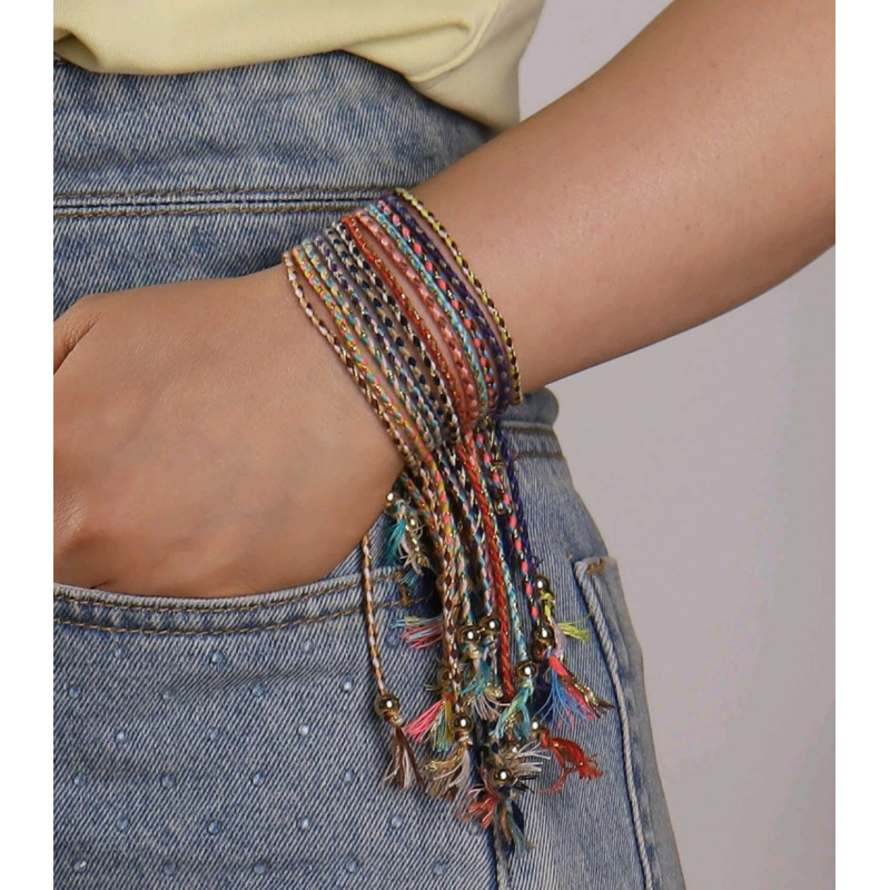 Ensemble de bracelets 12 pièces en corde unisexe-bijoux ethnique coloré femme-bracelets en fils tressés