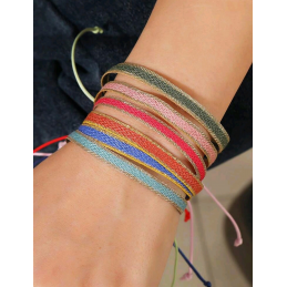 bracelets en tissus brillants réglables, bracelet ethnique colorés-bijoux fantaisie pas cher-bracelet ados-