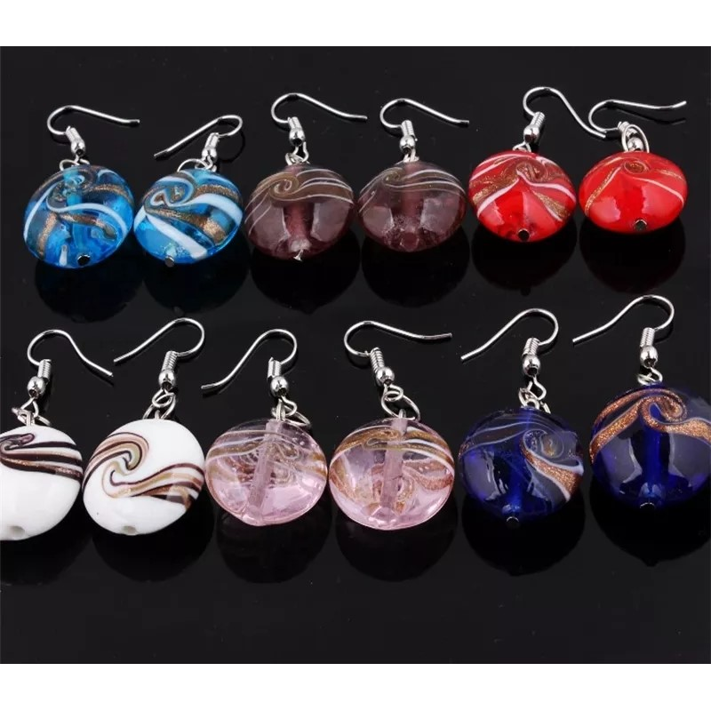 Boucles d'oreilles fait main en verre de Murano - petites boucles d'oreilles femme en verre-bijoux fantaisie femme pas cher