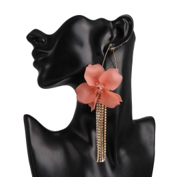 boucles d'oreilles pendantes fleur rose pampilles en strass brillants-bijoux de fêtes soirée-bijoux fantaisie Plérin 22