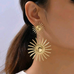 Boucles d'oreilles pendantes Soleil 'RAYONNEMENT – bijoux fantaisie Plérin - 1