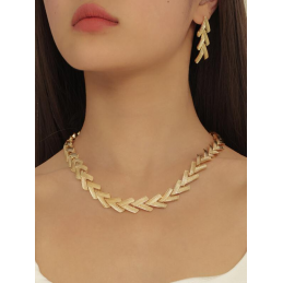 Ensemble 2 pièces collier et boucles d'oreilles fantaisie femme doré – bijoux fantaisie devoilez-vous - bijoux fantaisie Plérin