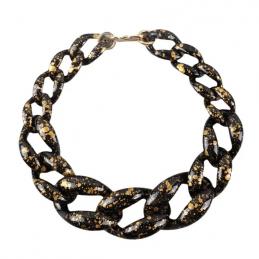 Collier femme en acrylique solide noir et doré – bijoux fantaisie Plérin, dévoilez-vous - collier ras de cou femme