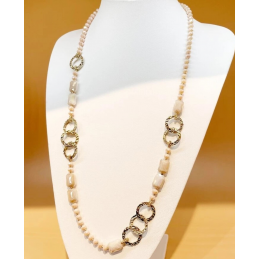 Sautoir femme en perles fait main 'BALADE A LA RIVIÈRE – collier fantaisie femme – sautoir long en perles - 1